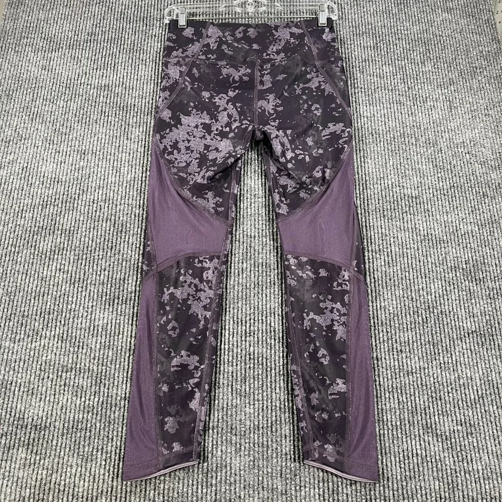 Under Armour Leggings Womens Medium Purple Compression Heat Gear Active Workout